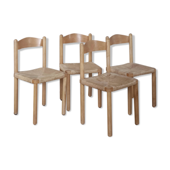 Set of 4 Scandinavian rope sitting chairs