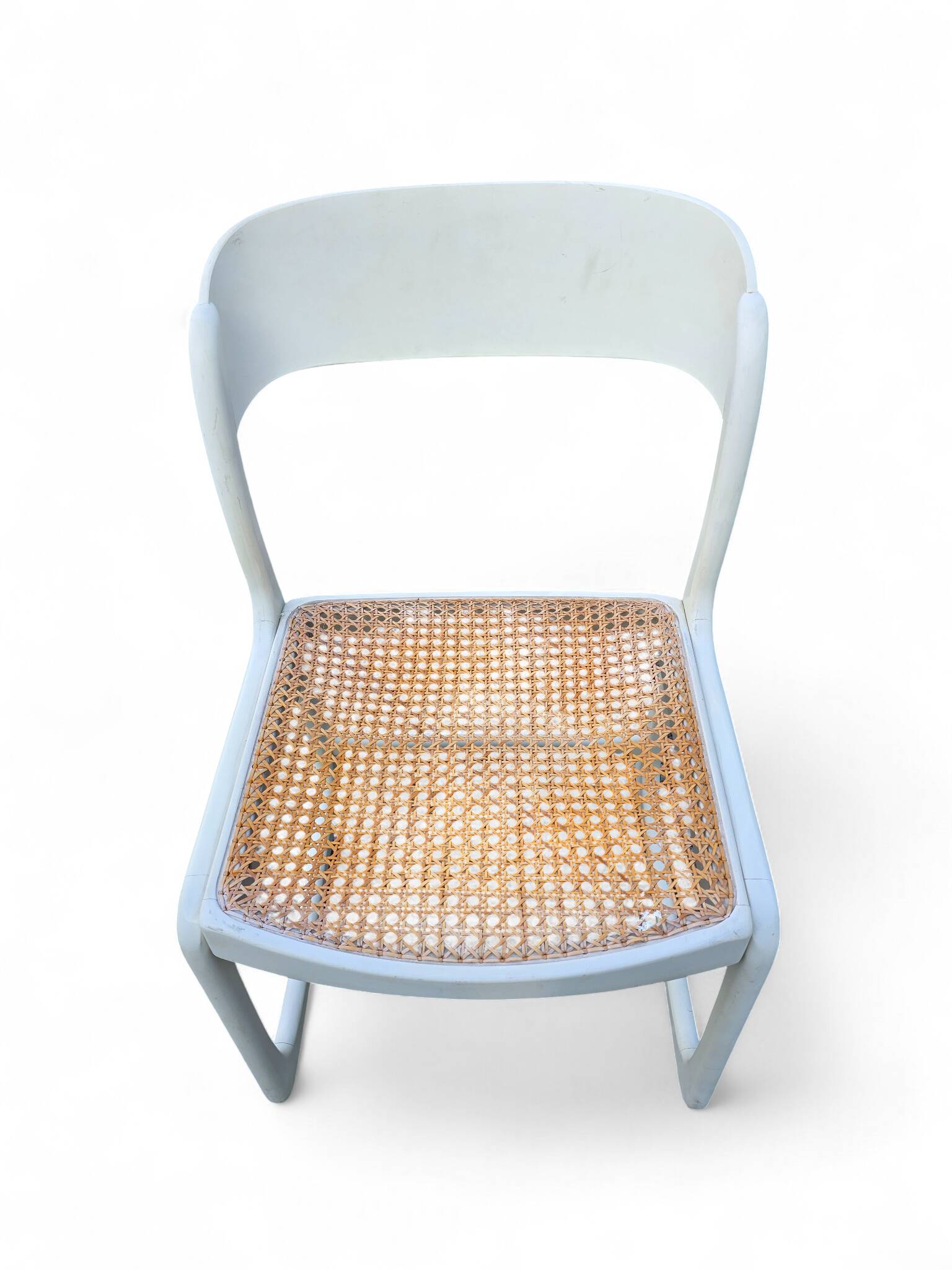 Set of 5 white Baumann "Sleigh" chairs