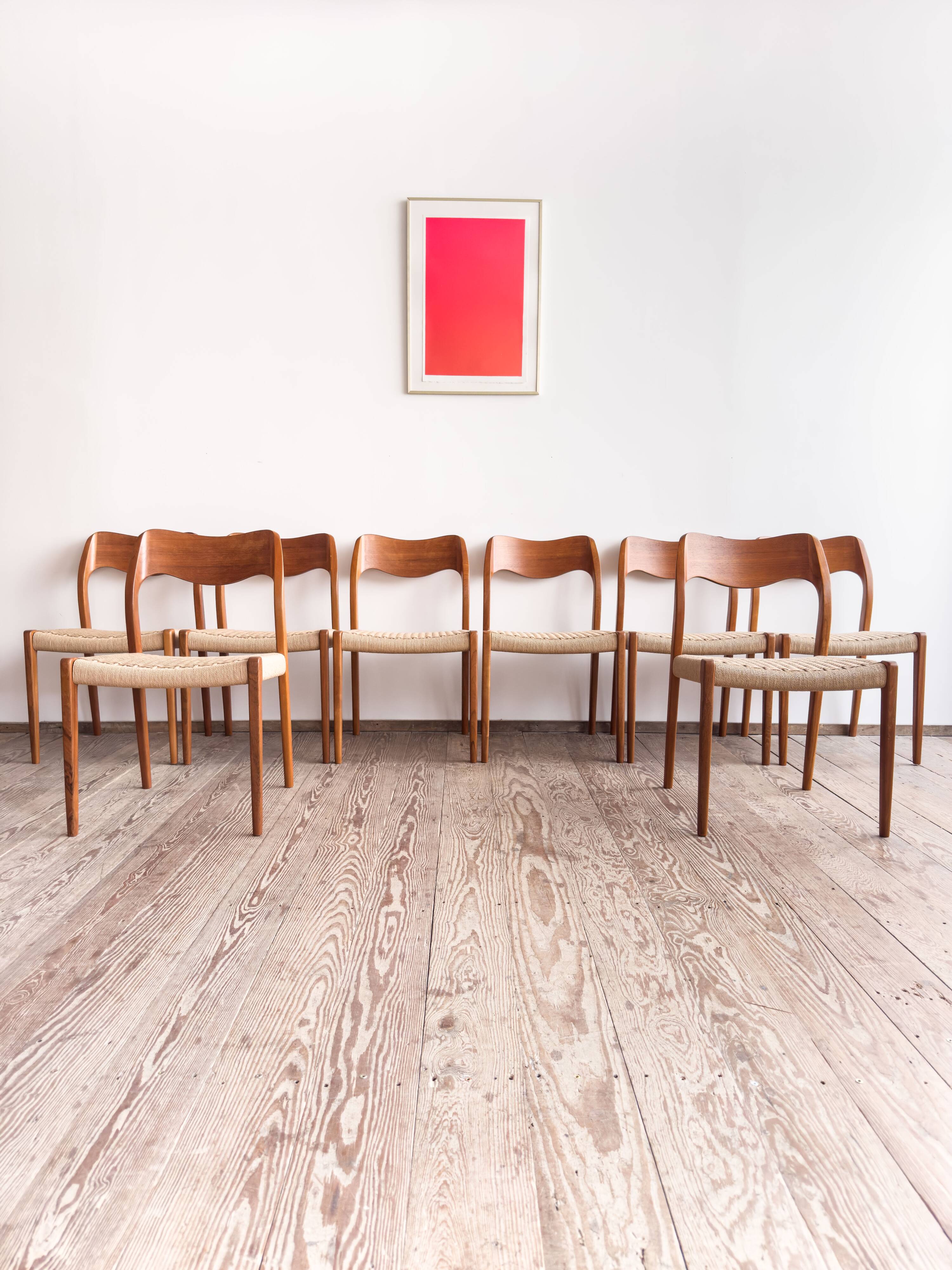 Lot de 8 chaises de salle à manger modèle 71 en teck par Niels O. Møller