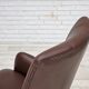 1970s, Danish armchair, original brown furniture leather.