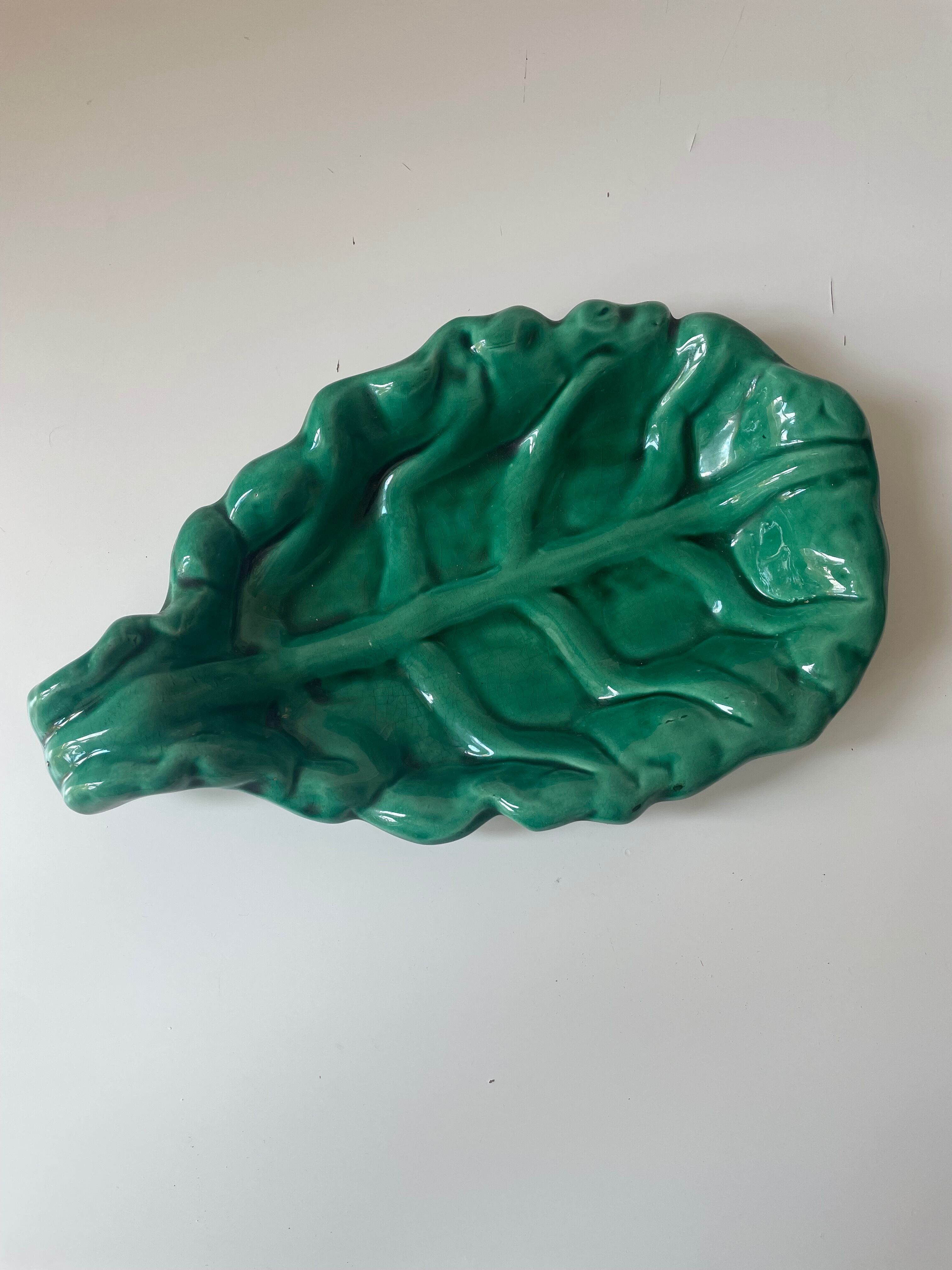 Vallauris ceramic leaf dish
