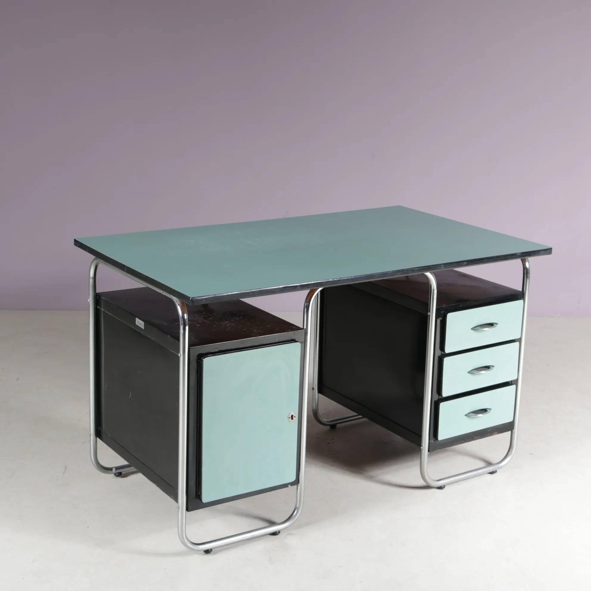 Bauhaus style desk from the 1950s by Torck, Belgium.