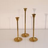 Set of Scandinavian brass candle holders