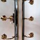 Eight-light chandelier in gilded brass and blue, 1950.