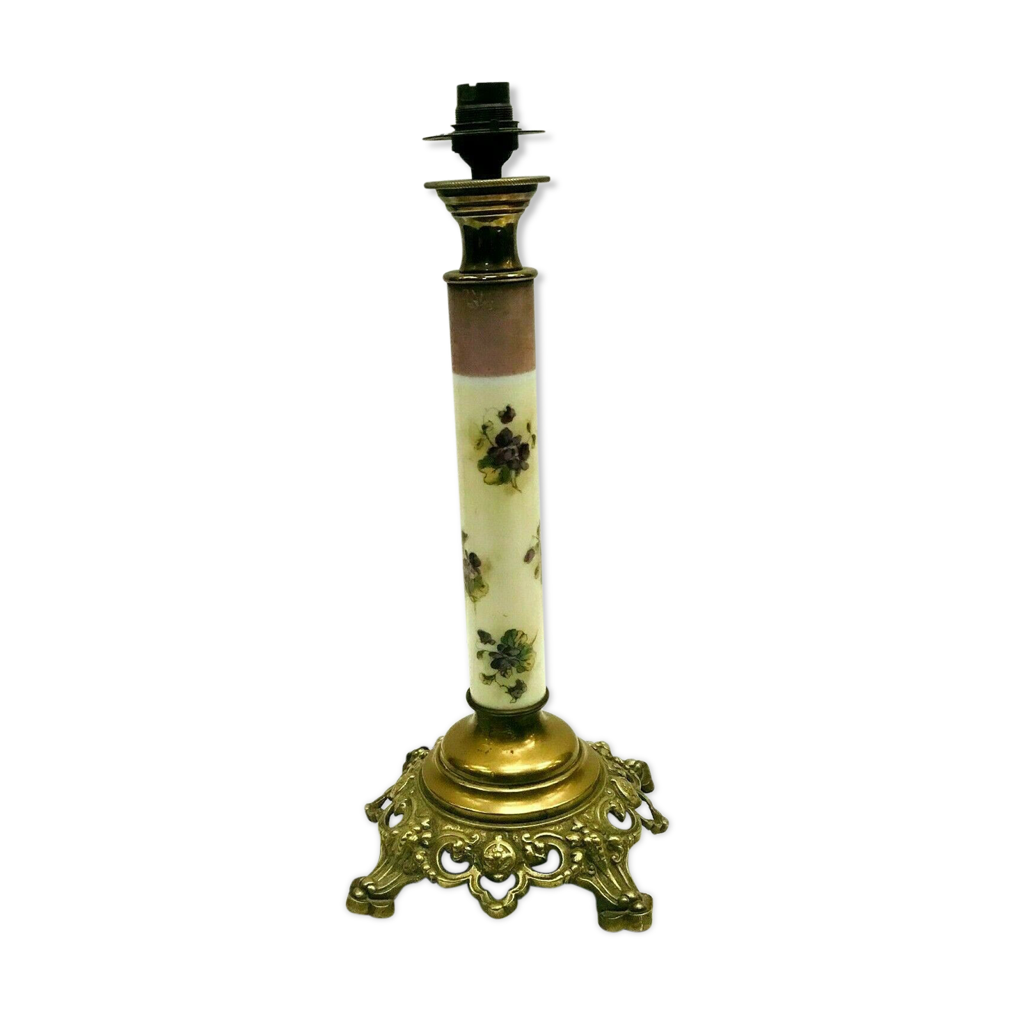20th century bronze and porcelain lamp foot