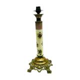 Pied de lampe en bronze et porcelaine XX siècle