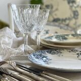 9 mismatched blue ironstone plates