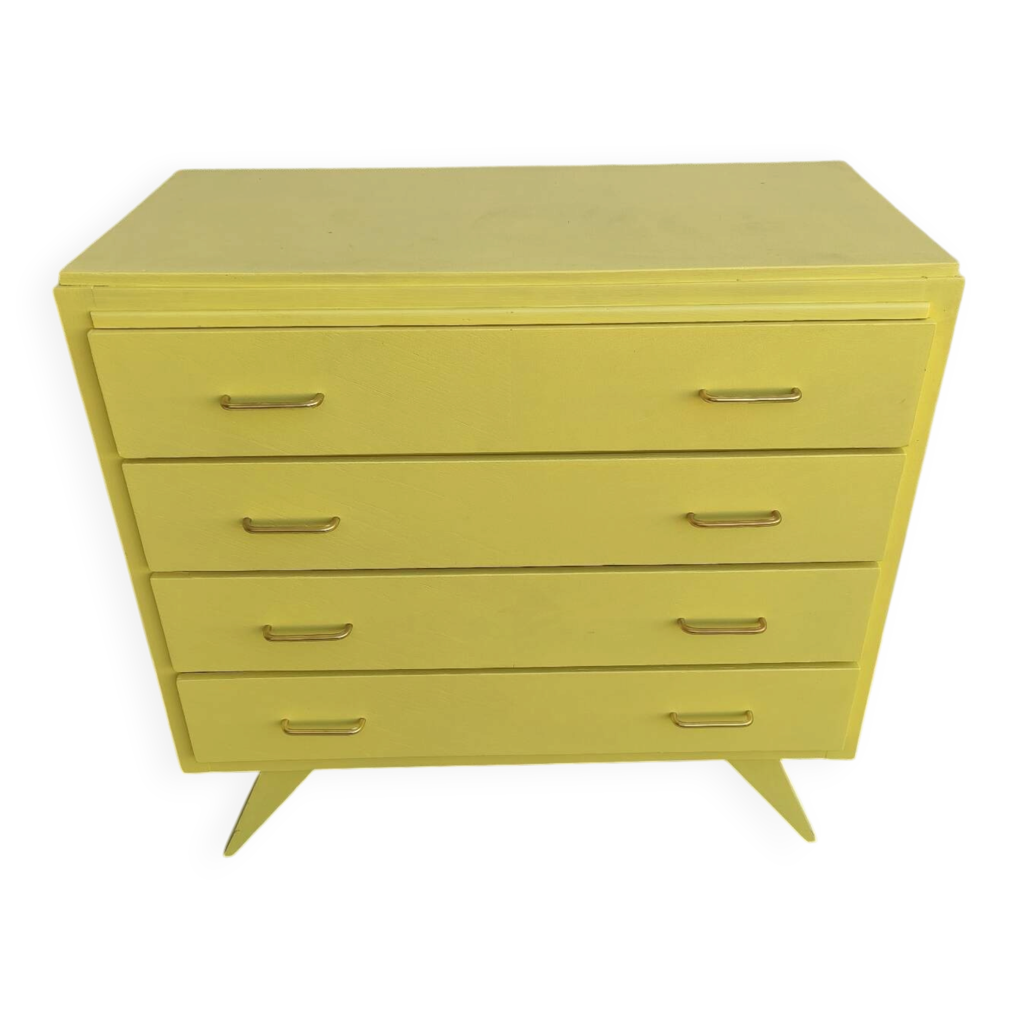 Vintage Scandinavian yellow chest of drawers
