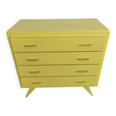 Vintage Scandinavian yellow chest of drawers