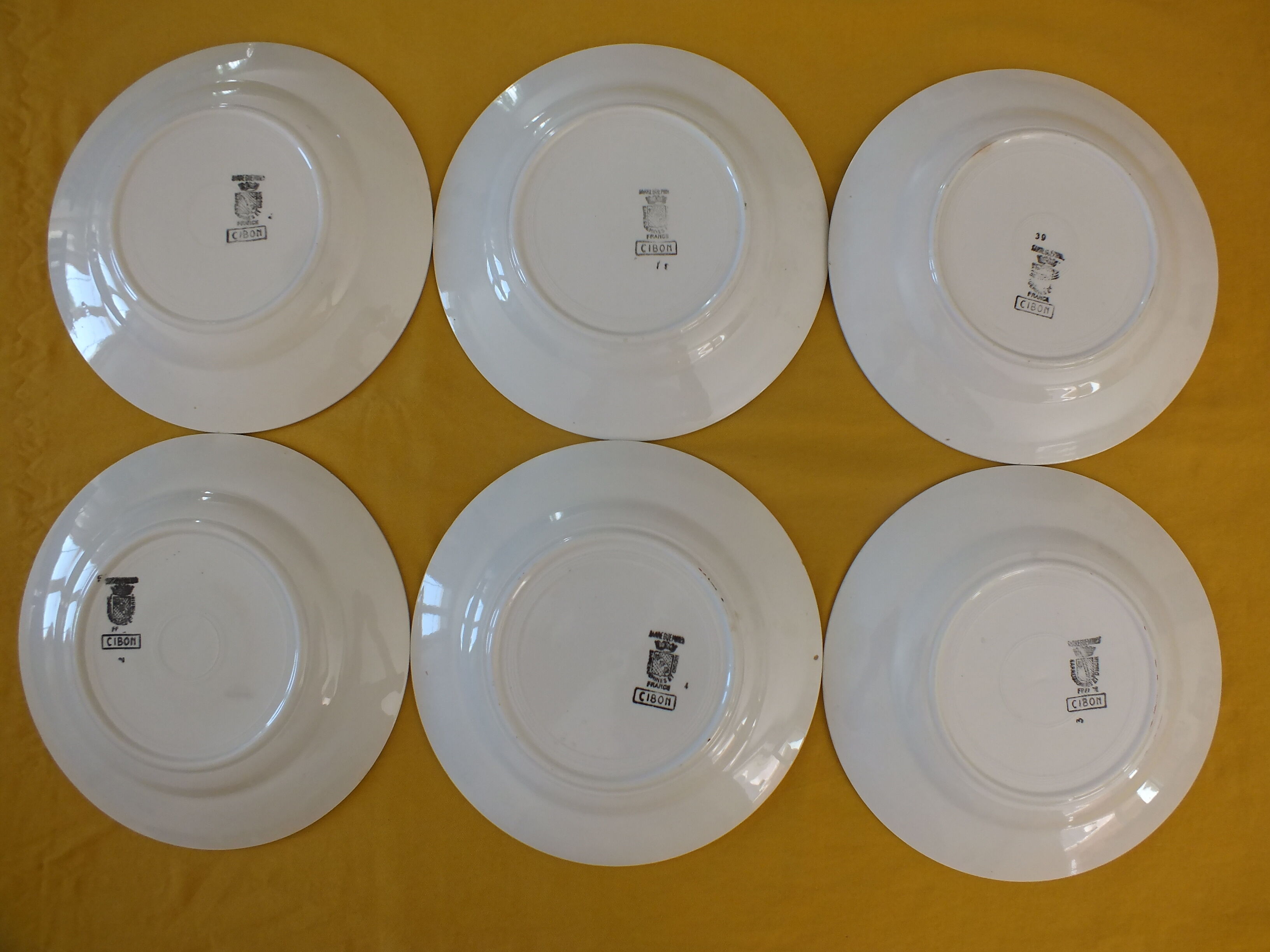 6 flat plates vintage Digoin Sarreguemines model Cibon Lot 4