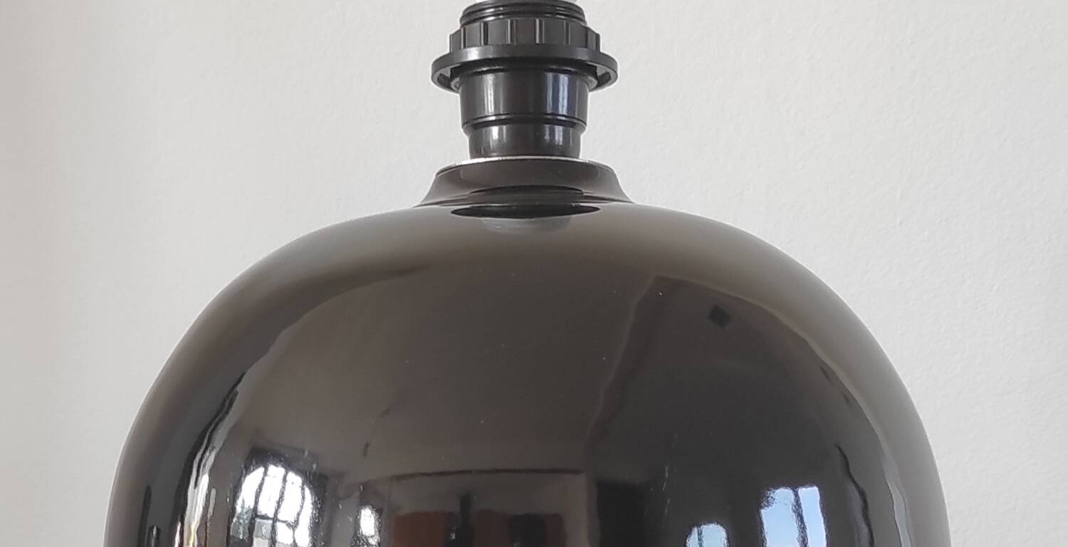 Vintage black ceramic globe lamp – Montgolfier Ceramics (Durta)
