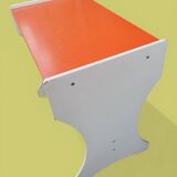 Wooden desk and school stool painted orange - 1950s - 1970s.