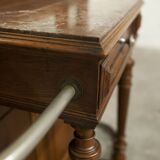 Vestiaire Napoléon III en noyer fin 19e, 3 miroirs, marbre, 8 patères