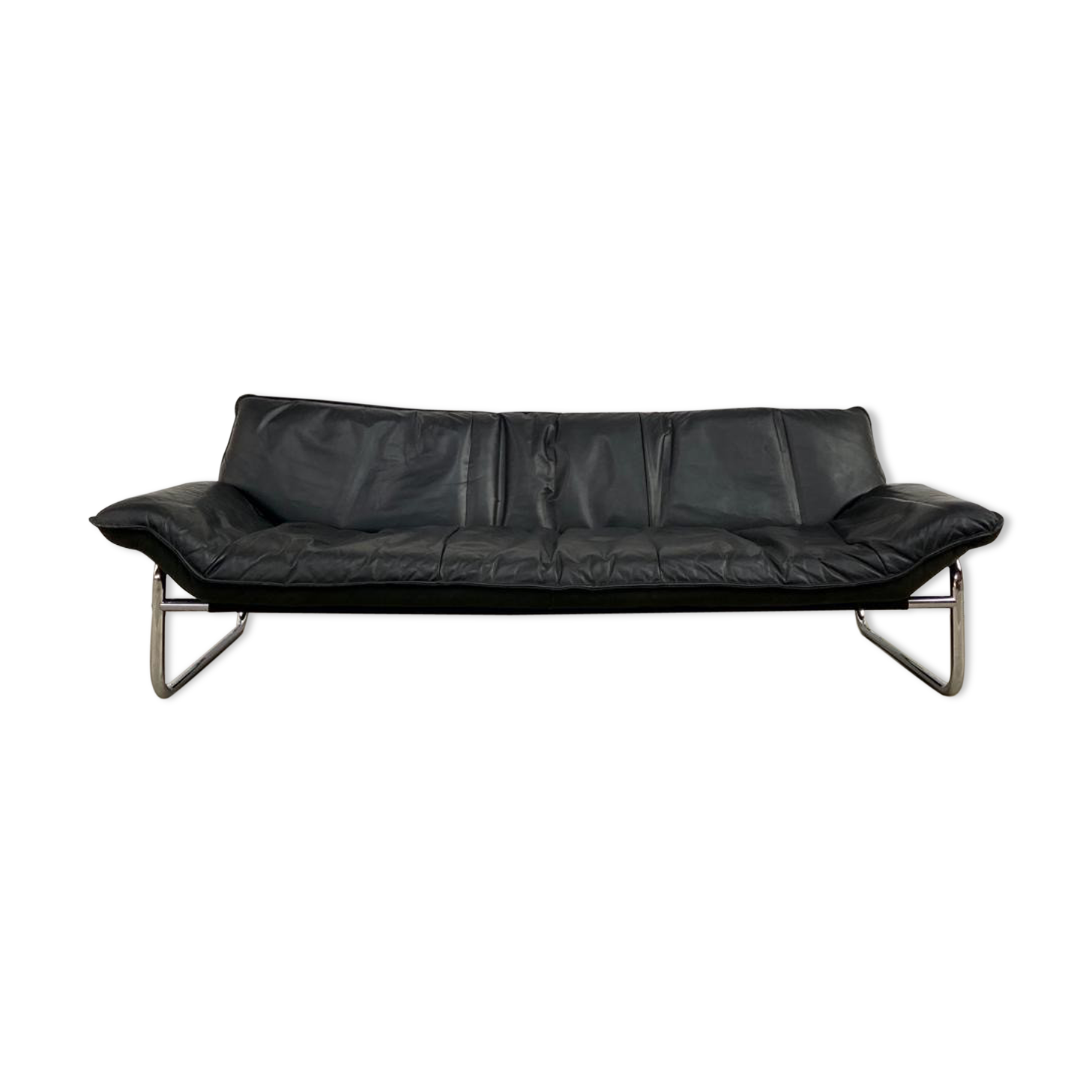 3-seater leather and chrome Sofa by Rodney Kinsman for OMK 1970