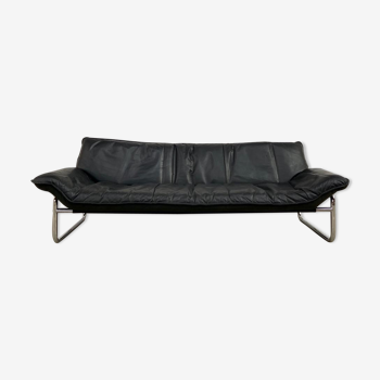 3-seater leather and chrome Sofa by Rodney Kinsman for OMK 1970