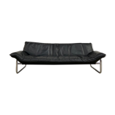 3-seater leather and chrome Sofa by Rodney Kinsman for OMK 1970