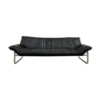 3-seater leather and chrome Sofa by Rodney Kinsman for OMK 1970