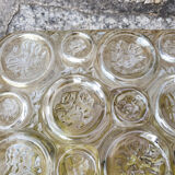 Ceiling lamp circle, amber, vintage, 70s