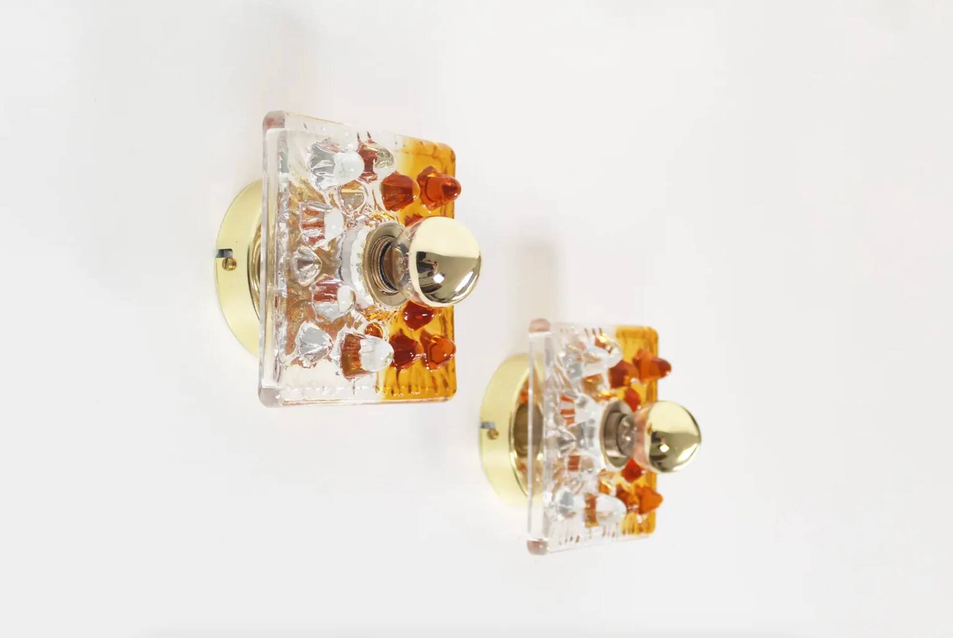 Pair of Murano glass wall lamps by AV Mazzega