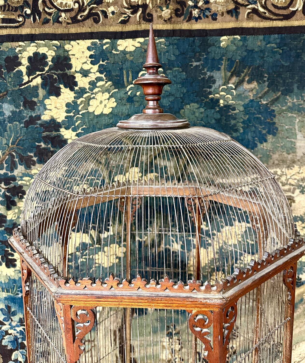 Bird Cage or Old Aviary In Carved Wood, Vintage Work Circa 1900