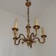 Vintage French traditional style bronze chandelier with 5 lights featuring acanthus leaf details.