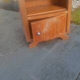 Solid oak bedside table with marble