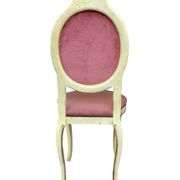 Vintage medallion chair – Patinated wood & powder pink velvet