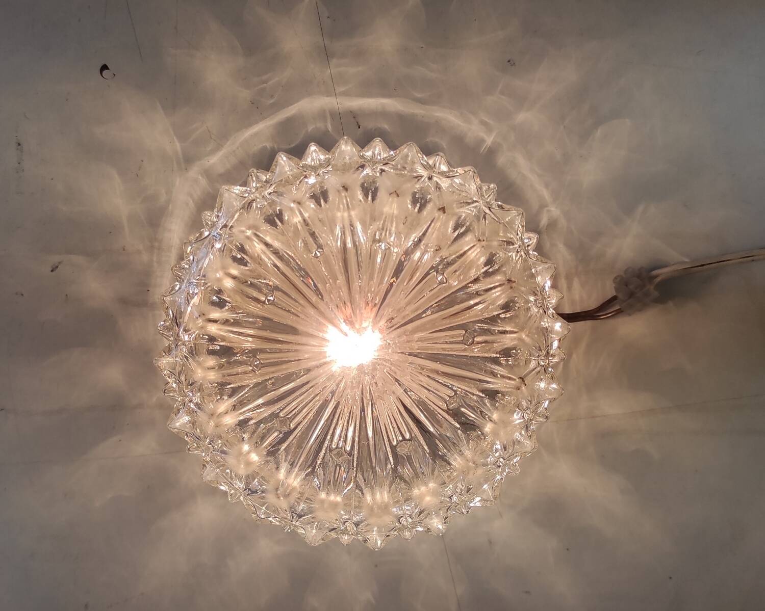 Molded glass ceiling or wall light - 60s/70s