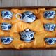 Gaiwan traditional chinese tea set in blue and white porcelain