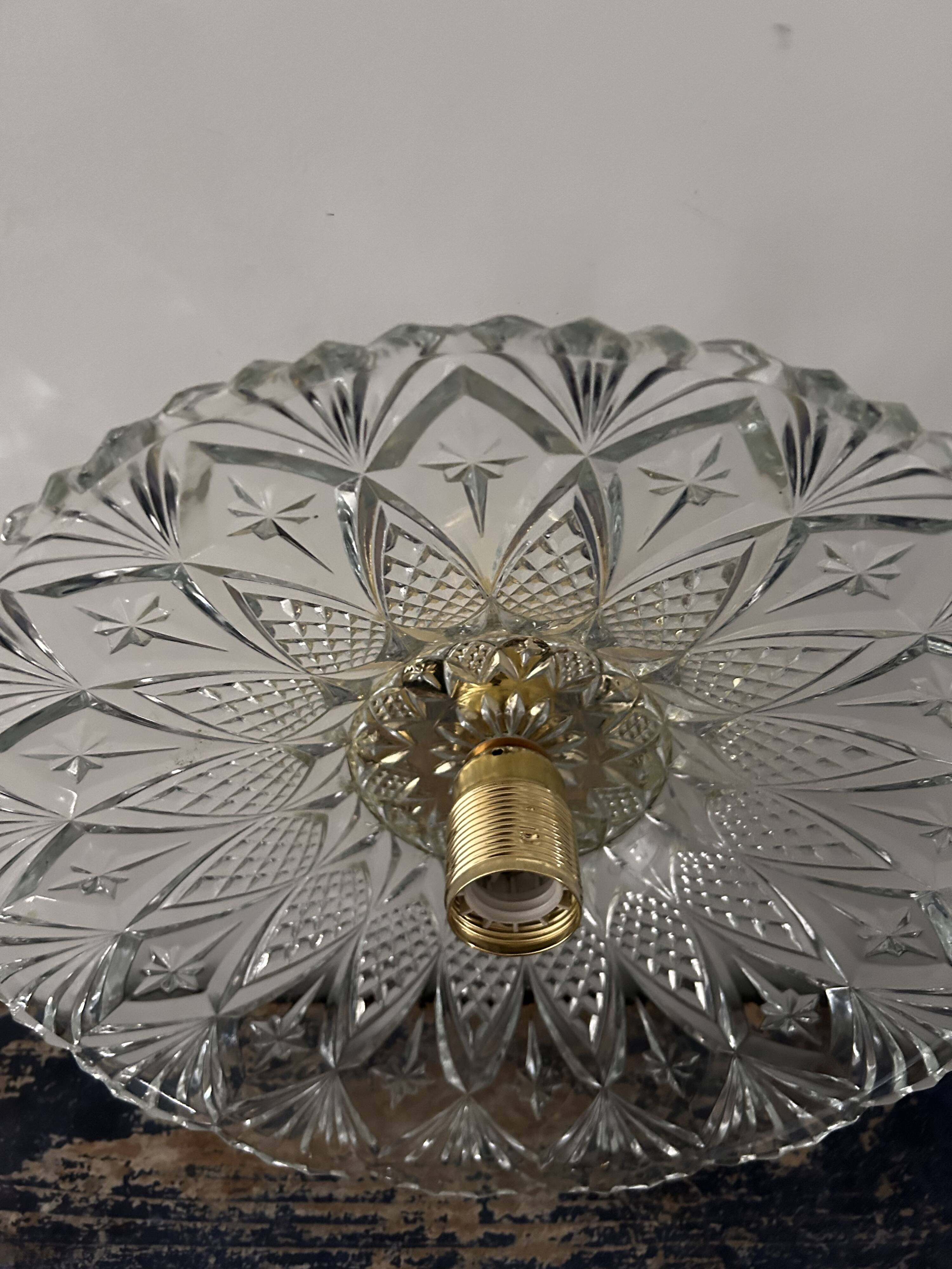 Large vintage chiseled glass wall light