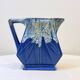 Large alpho fat lava art deco pitcher with blue ceramic handles 1930