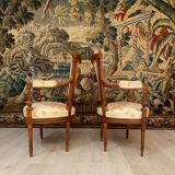 Pair of armchairs cabriolet style louis xvi period xixth
