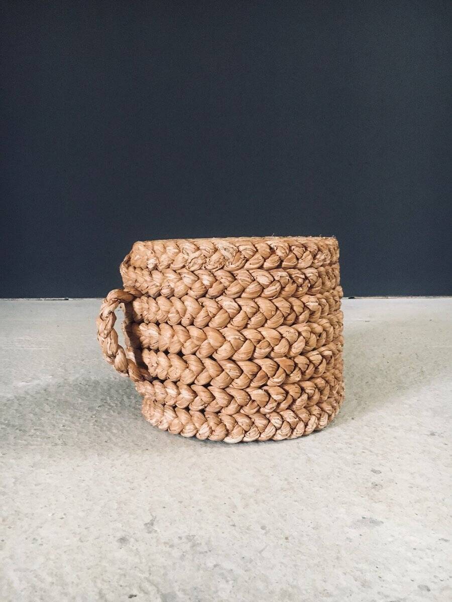 French Mediterranean Low Rope Stool by Audoux Minet, 1940s