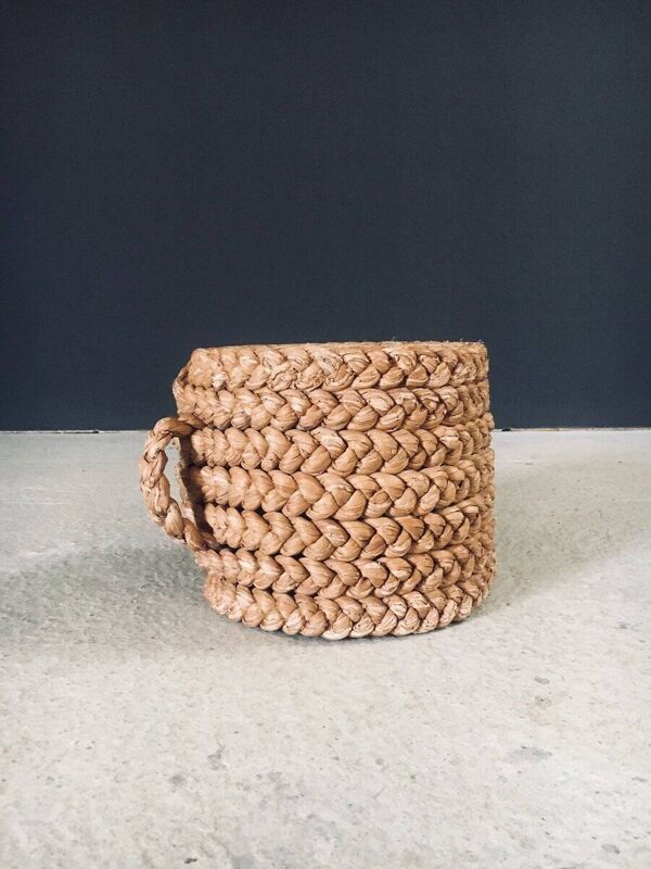 French Mediterranean Low Rope Stool from Audoux Minet, 1940s