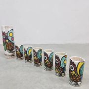 Spanish vintage Toledo ceramic pitcher & mugs Pablo Sanguino 1960s