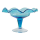 Vintage blue Murano glass bowl - Italy 1980s - Fenton dessert bowl on a pedestal