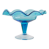 Vintage blue Murano glass bowl - Italy 1980s - Fenton dessert bowl on a pedestal