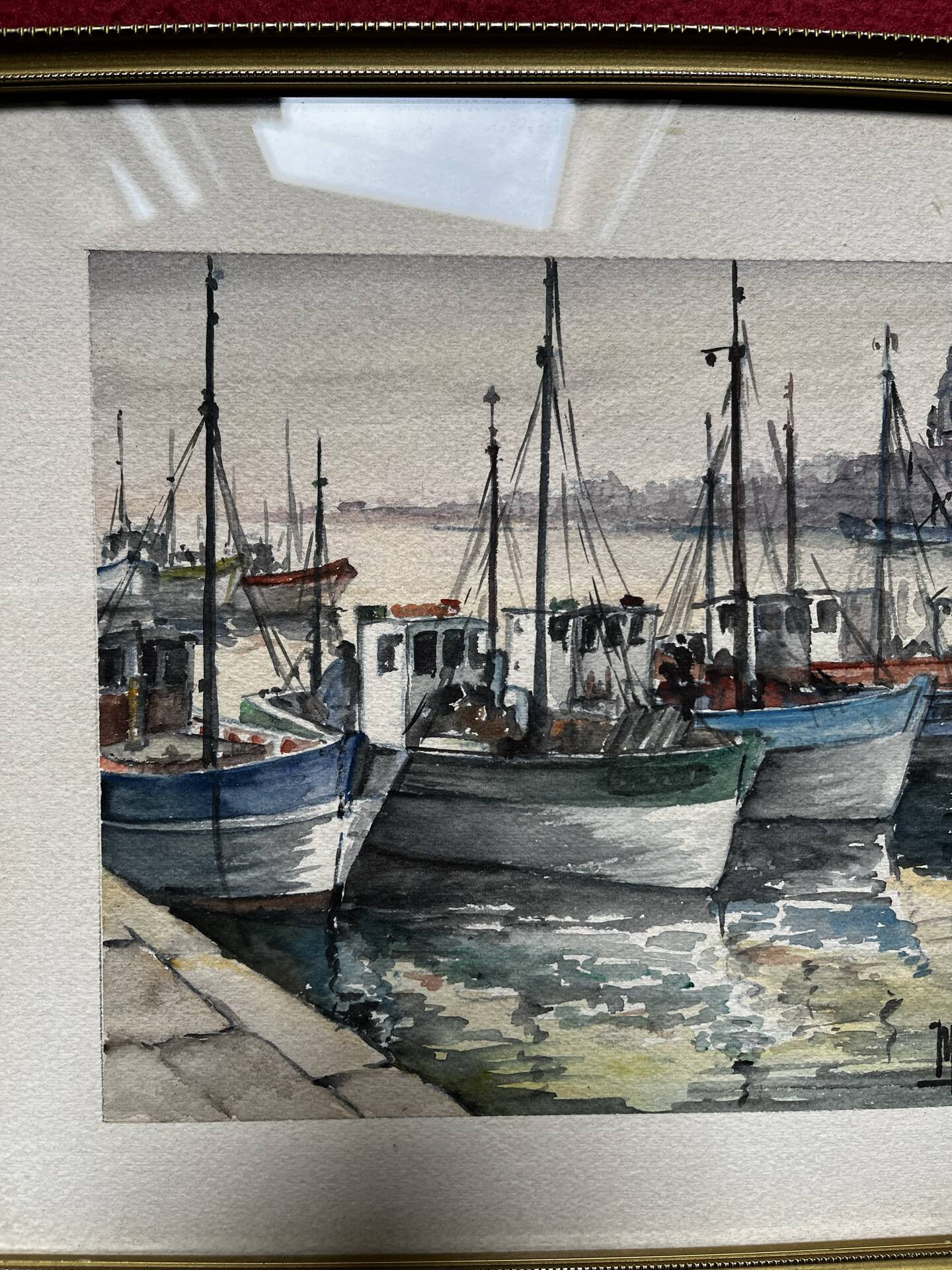 Watercolour Le Croisic port with boats