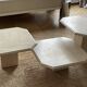 Set of three travertine coffee tables from the 70s