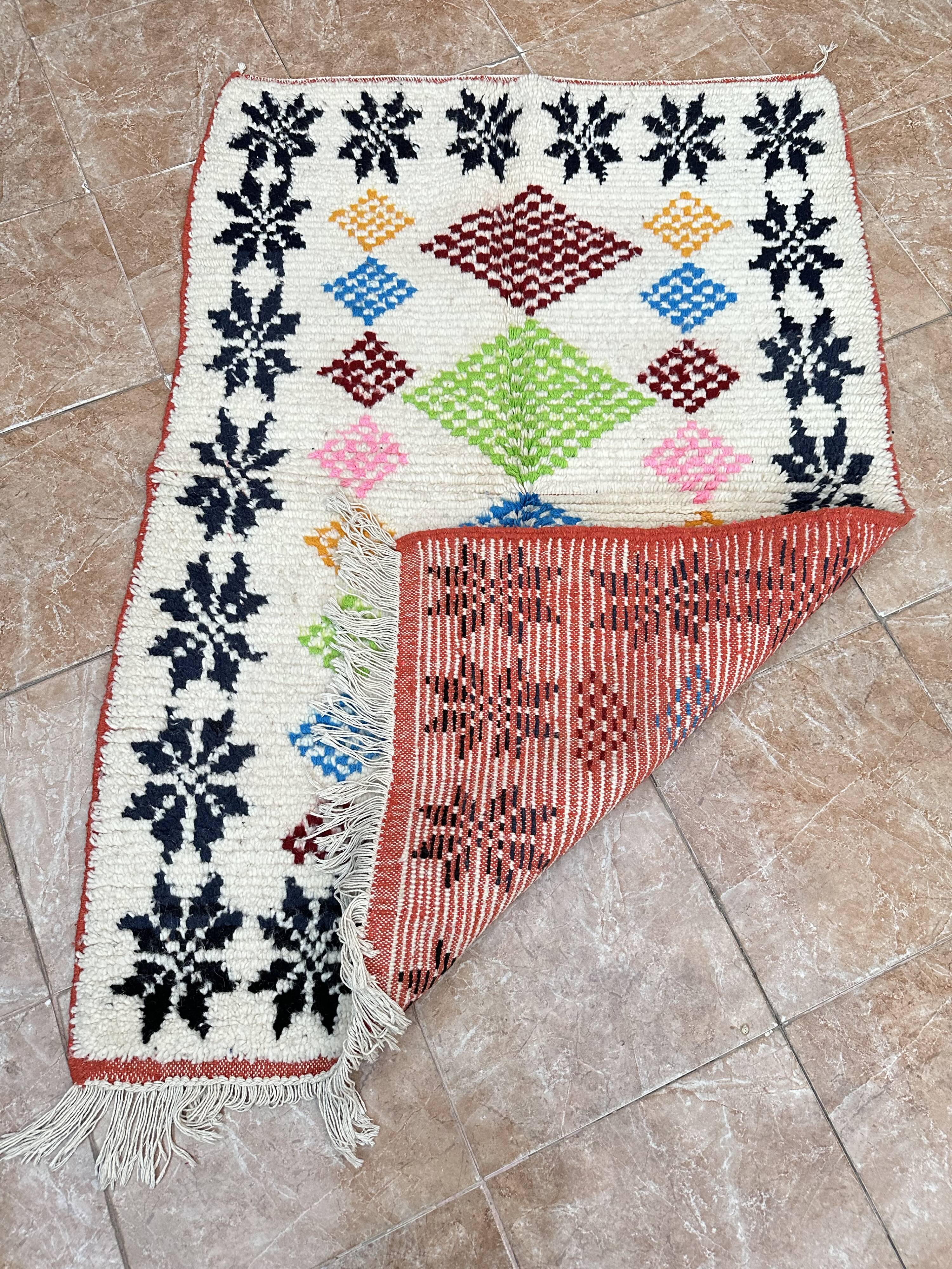 Moroccan Berber Rug Costum - Moroccan Wool Rug - New Azilal Rug - Beni Ouarain Style
