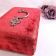 Sewing box padded with red silk, Napoleon III style