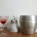 LARGE PEAR OR QUINCE IN BRUSHED ALUMINUM ICE BUCKET MADE IN ITALY AROUND 1970