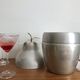 LARGE PEAR OR QUINCE IN BRUSHED ALUMINUM ICE BUCKET MADE IN ITALY AROUND 1970
