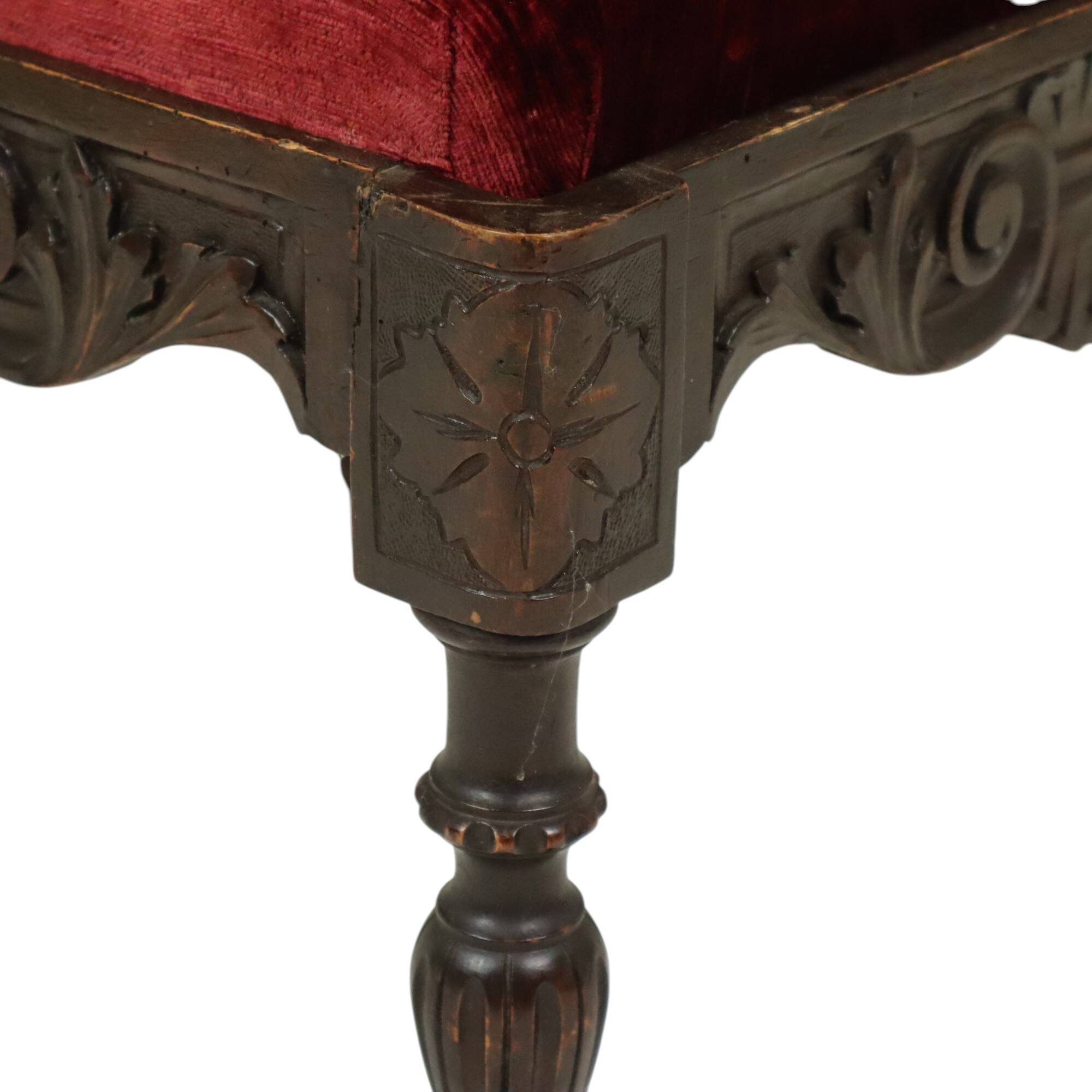 Antique Italian Oak Corner Chair Renaissance Style