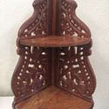 Folding corner shelf wooden crafted with sculpted flowers