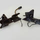 Pair of cast iron wall sconces with articulated arm, dog shape. Vintage