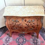 Louis XV style curved ladies' chest of drawers with marquetry