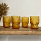 4 vintage amber glasses
