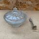Old Molded Glass Candy Box + Sugar Tongs