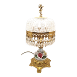 Old table lamp molded glass stamps barbotine and brass deco